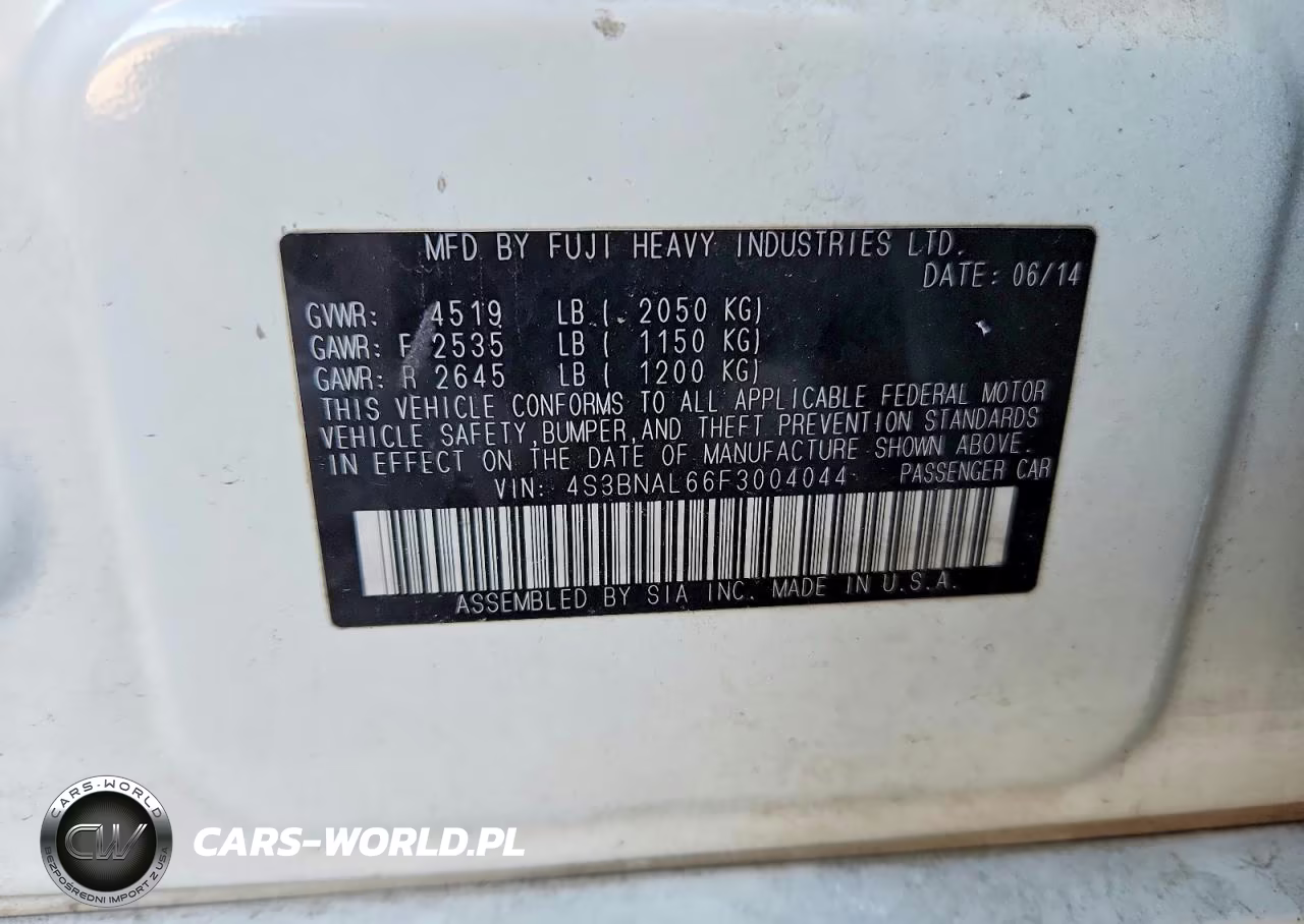 2015 Subaru Legacy 2.5I Limited VIN:4S3BNAL66F3004044 - 12