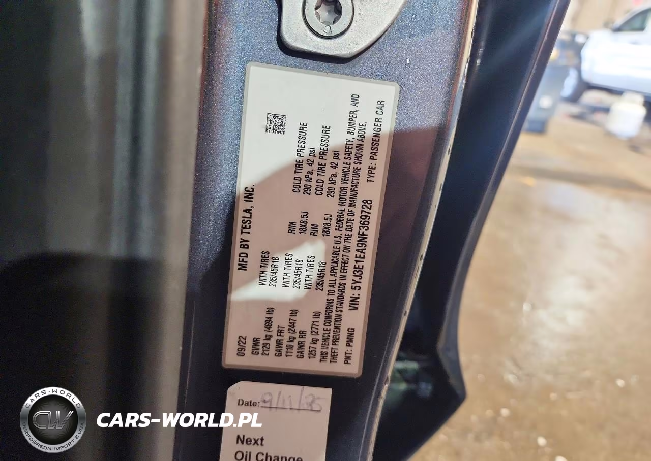 2022 Tesla Model 3 VIN:5YJ3E1EA9NF369728 - 12
