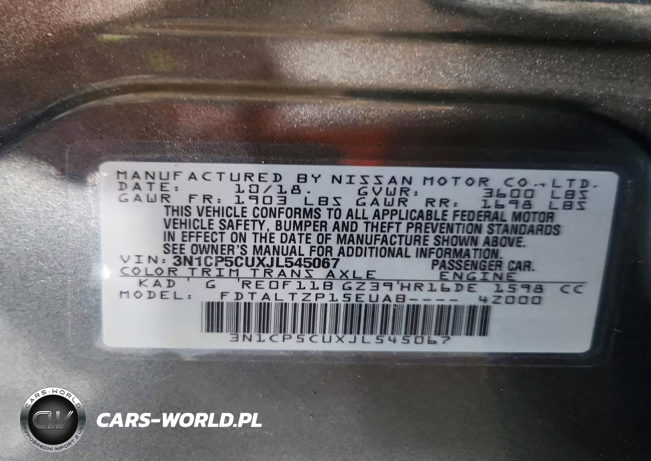 2018 Nissan Kicks Sr VIN:3N1CP5CUXJL545067 - 12