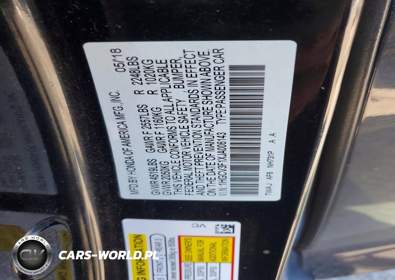 2018 Honda Accord Hybrid VIN:1HGCV3F1XJA006143 - 12