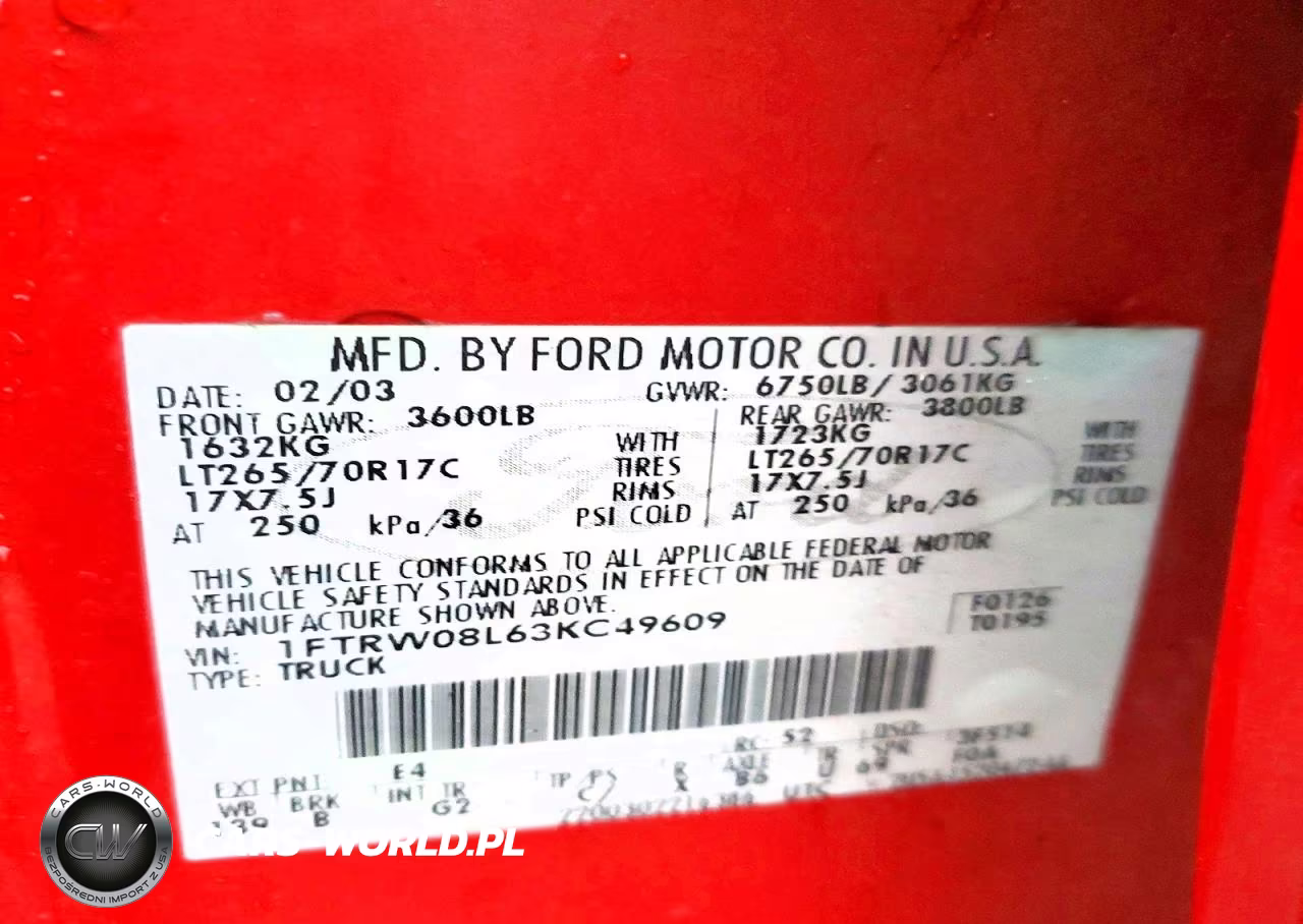 2003 Ford F150 Supercrew VIN:1FTRW08L63KC49609 - 12