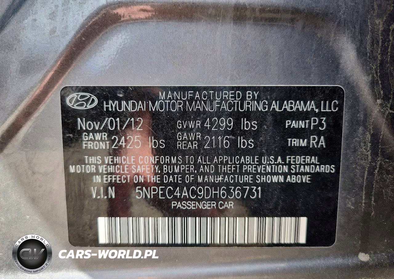 2013 Hyundai Sonata Limited VIN:5NPEC4AC9DH636731 - 12
