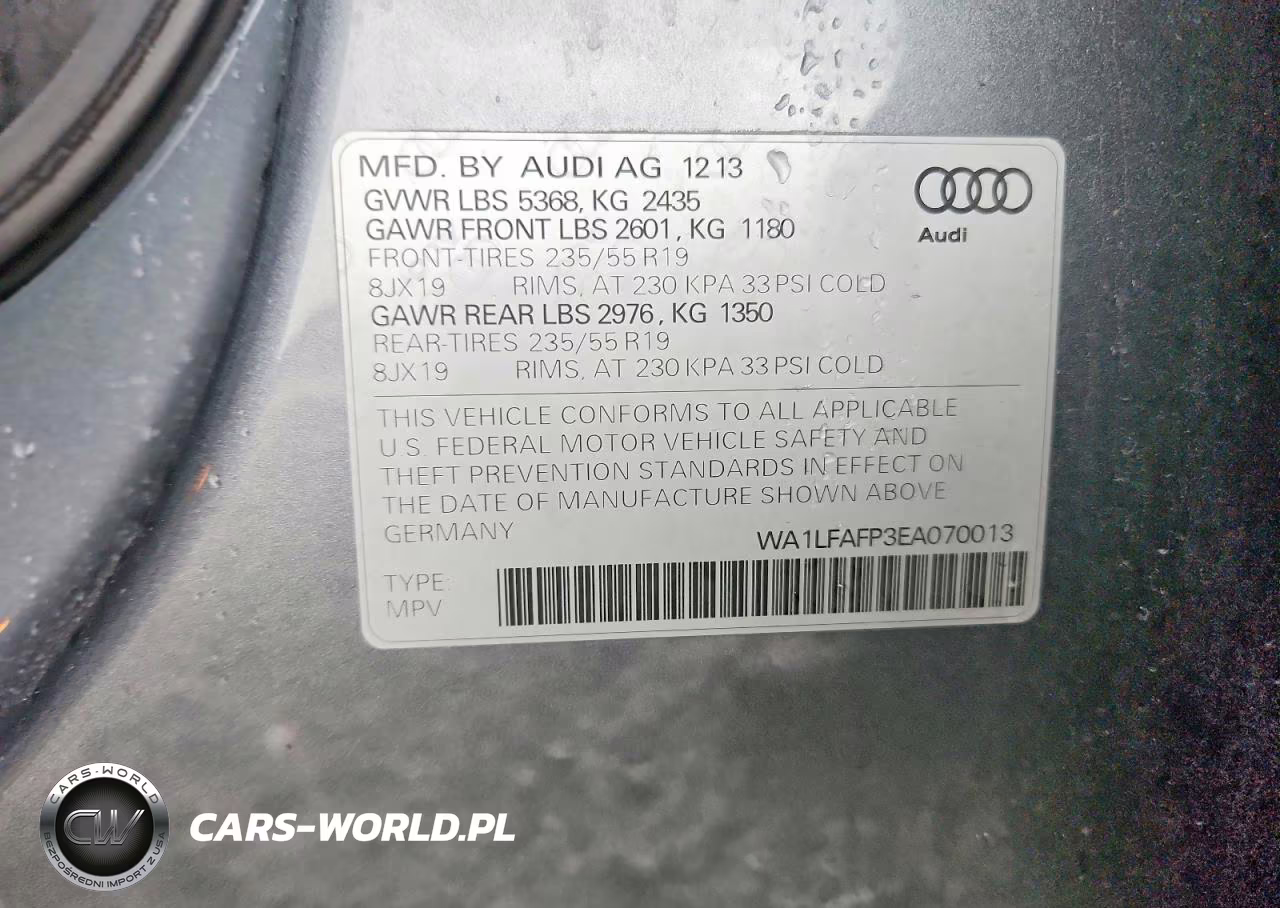 2014 Audi Q5 Premium Plus VIN:WA1LFAFP3EA070013 - 12
