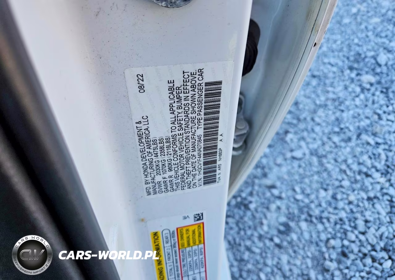 2022 Honda Accord Sport Se VIN:1HGCV1F44NA070845 - 12