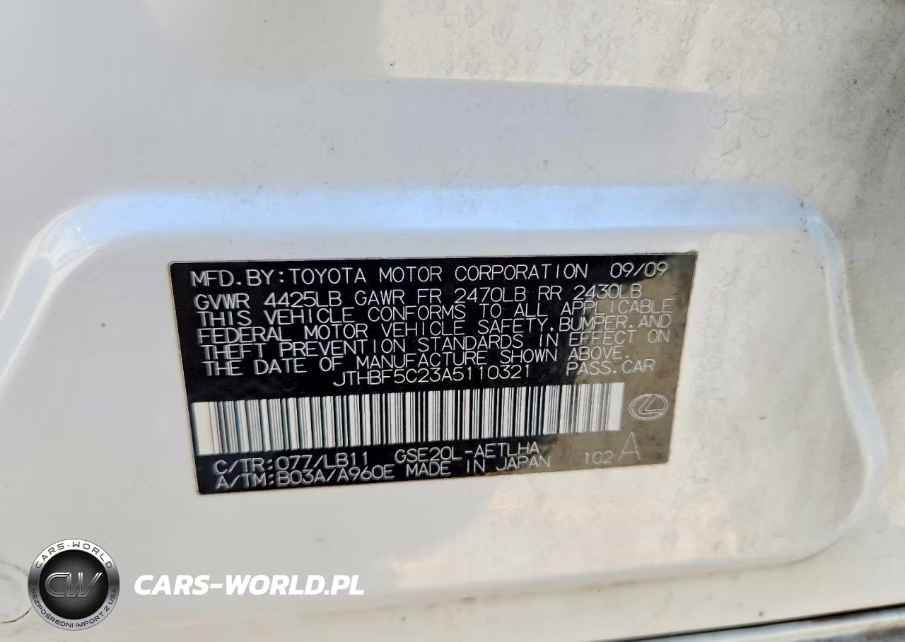 2010 Lexus Is 250 Base VIN:JTHBF5C23A5110321 - 12