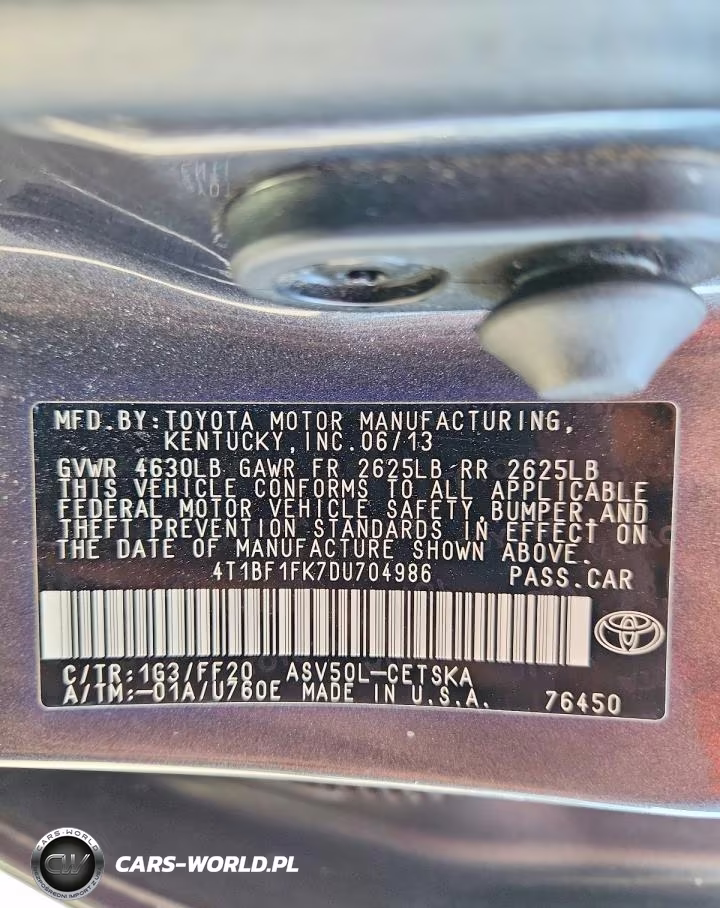 2013 Toyota Camry Se VIN:4T1BF1FK7DU704986 - 12