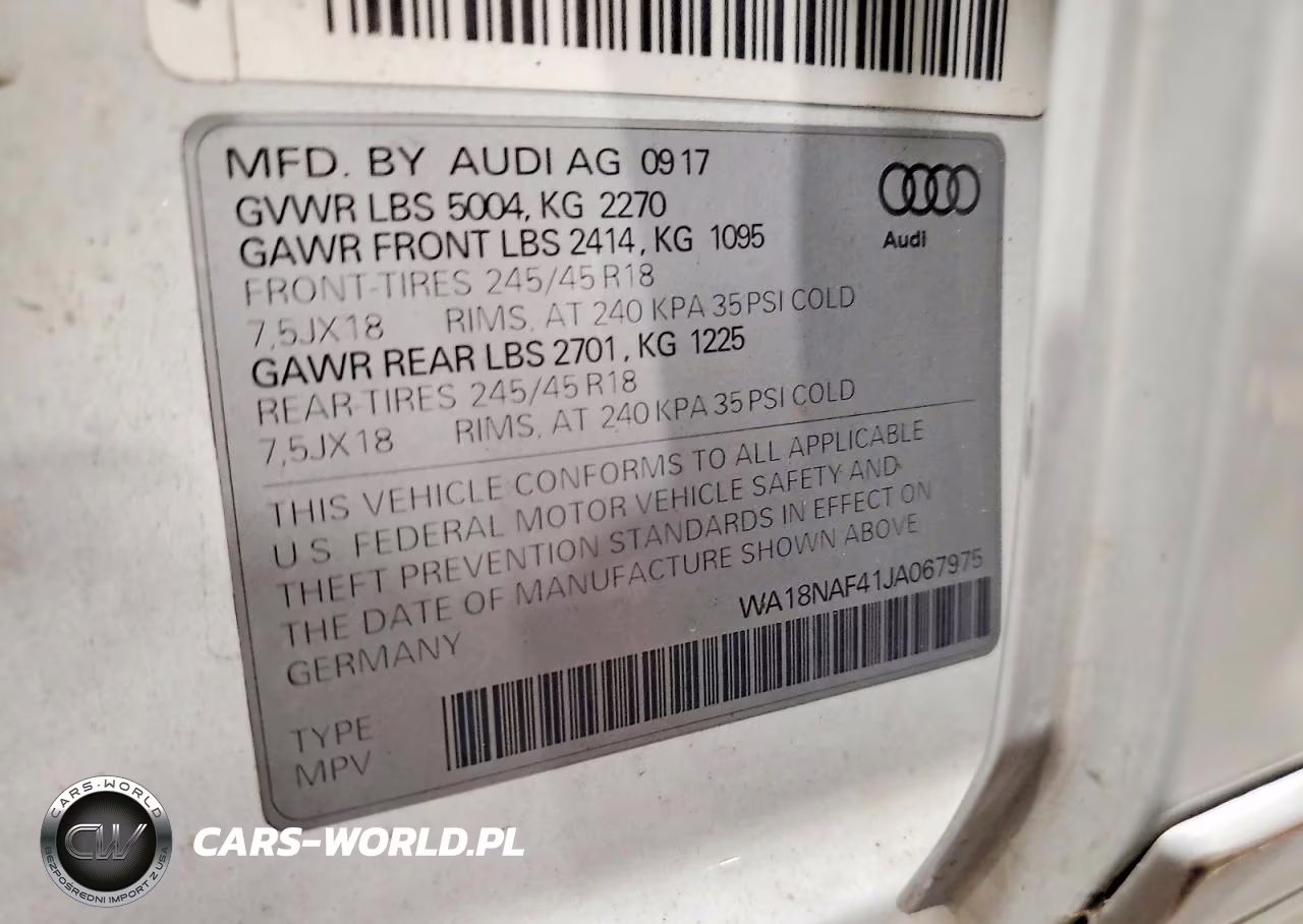 2018 Audi A4 Allroad Premium Plus VIN:WA18NAF41JA067975 - 13