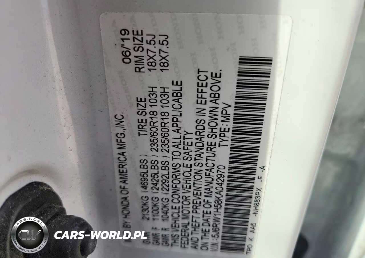 2019 Honda Cr-V Ex VIN:5J6RW1H58KA042970 - 14