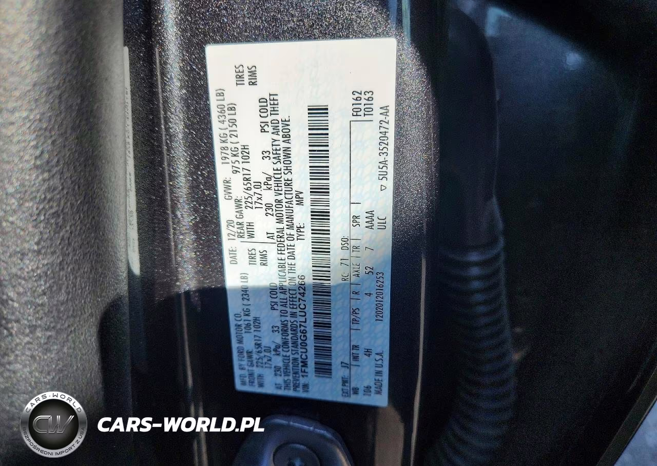 2020 Ford Escape Se VIN:1FMCU0G67LUC74266 - 14