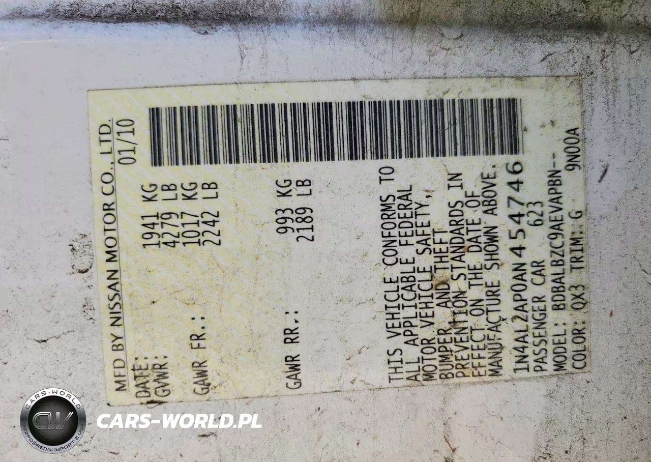 2010 Nissan Altima 2.5 VIN:1N4AL2AP0AN454746 - 12