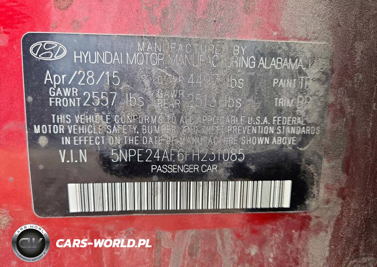 2015 Hyundai Sonata Se VIN:5NPE24AF6FH231085 - 12