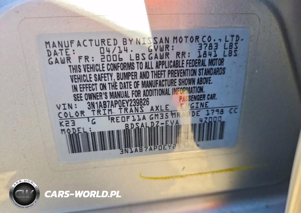 2014 Nissan Sentra Sv VIN:3N1AB7AP0EY239826 - 12