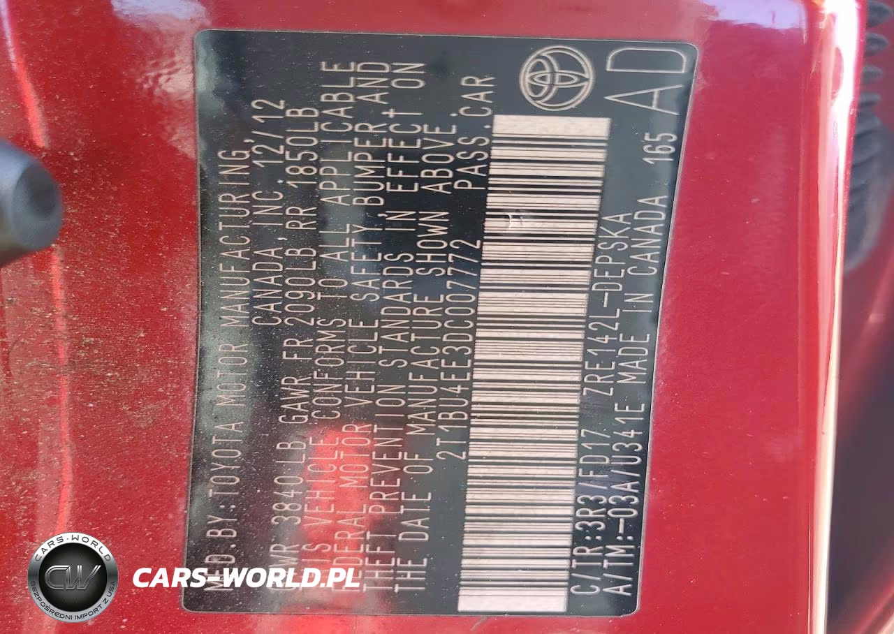 2013 Toyota Corolla S VIN:2T1BU4EE3DC007772 - 12