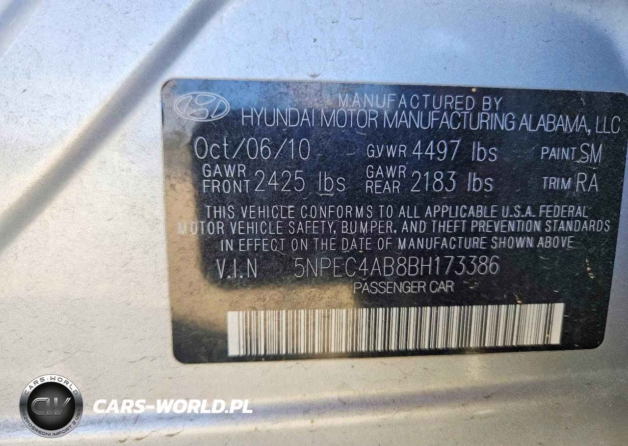 2011 Hyundai Sonata Se 2.0T VIN:5NPEC4AB8BH173386 - 12