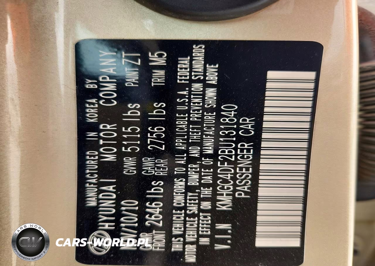 2011 Hyundai Genesis 4.6 VIN:KMHGC4DF2BU131840 - 12
