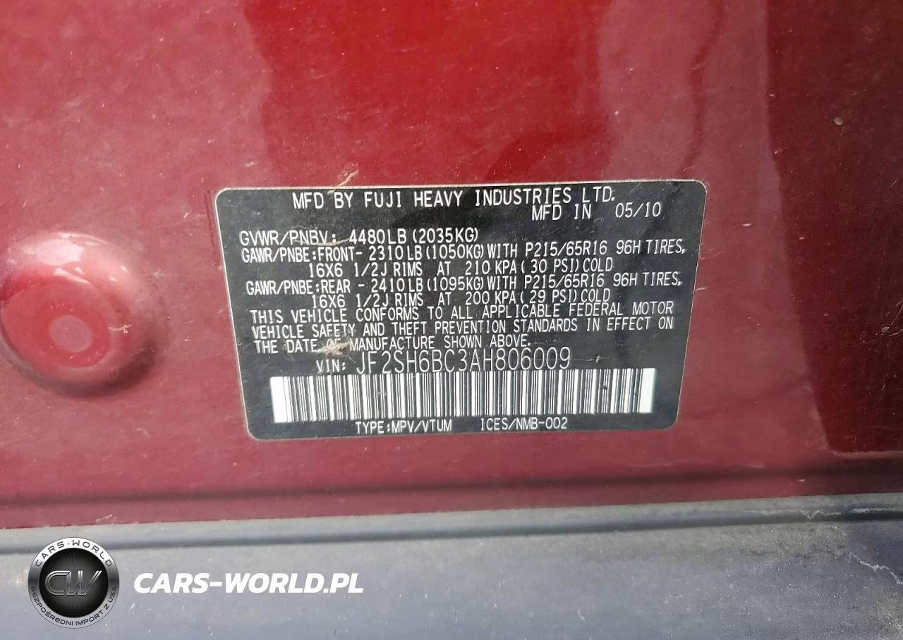 2010 Subaru Forester Xs VIN:JF2SH6BC3AH806009 - 13