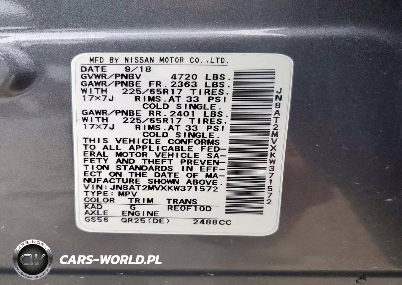 2019 Nissan Rogue Sv VIN:JN8AT2MVXKW371572 - 13
