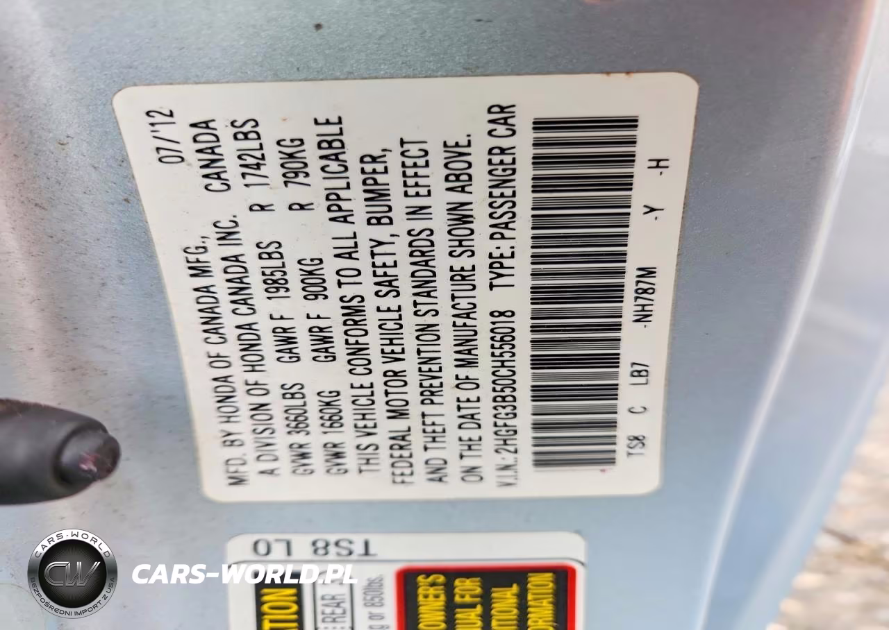 2012 Honda Civic Lx VIN:2HGFG3B50CH556018 - 12