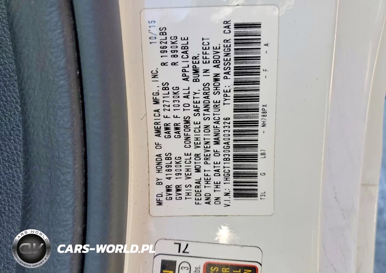 2016 Honda Accord Lx-S VIN:1HGCT1B30GA003326 - 12