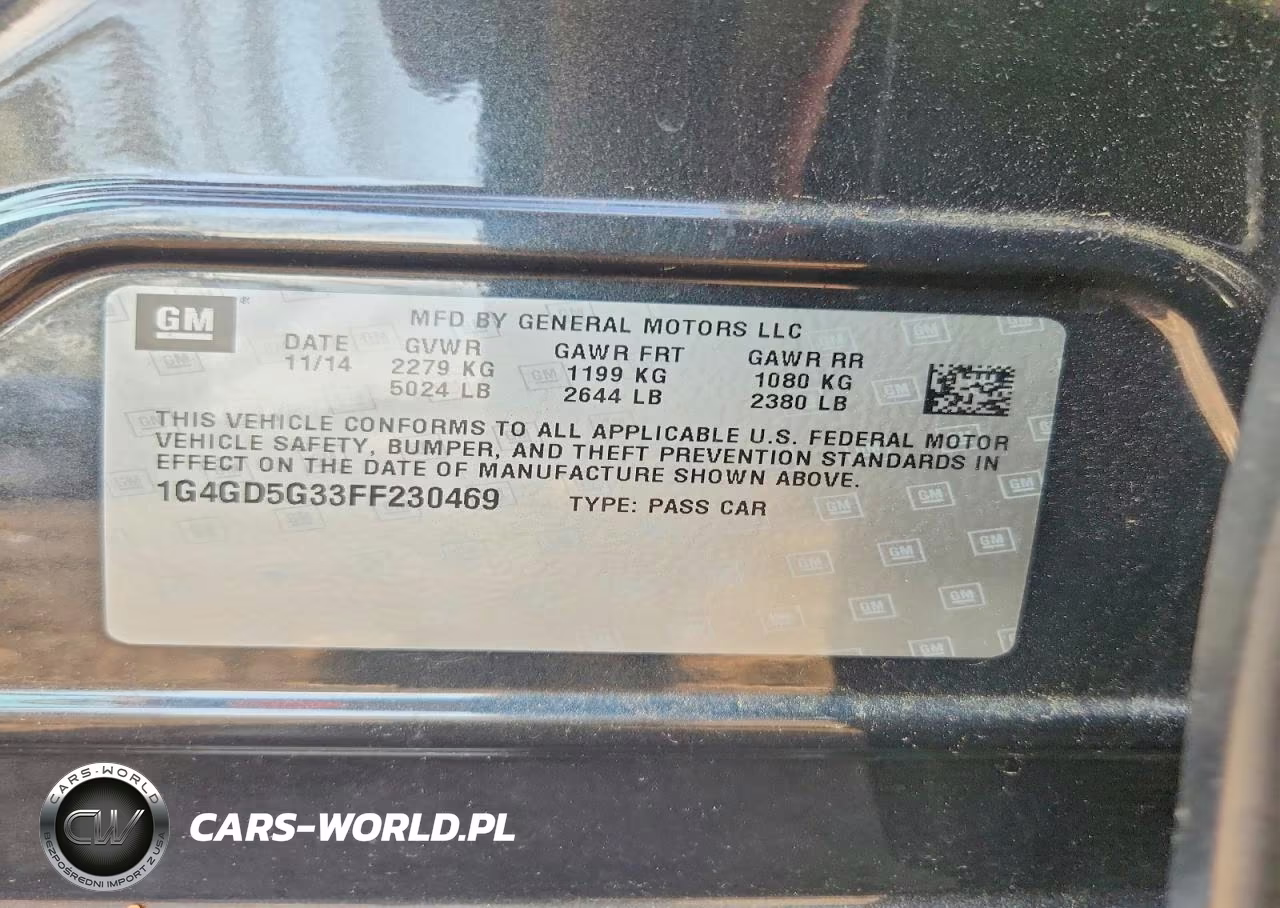 2015 Buick Lacrosse Premium VIN:1G4GD5G33FF230469 - 12