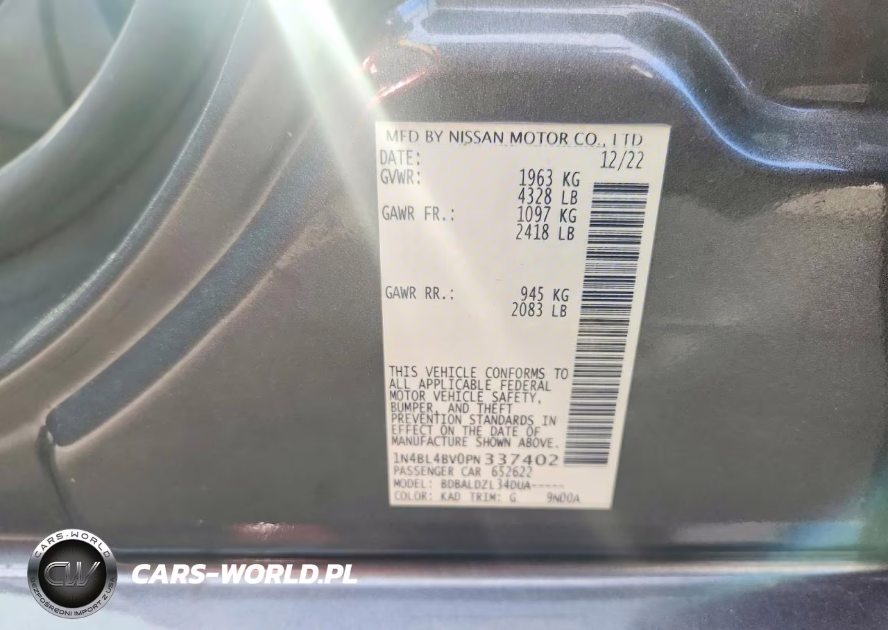 2023 Nissan Altima S VIN:1N4BL4BV0PN337402 - 12