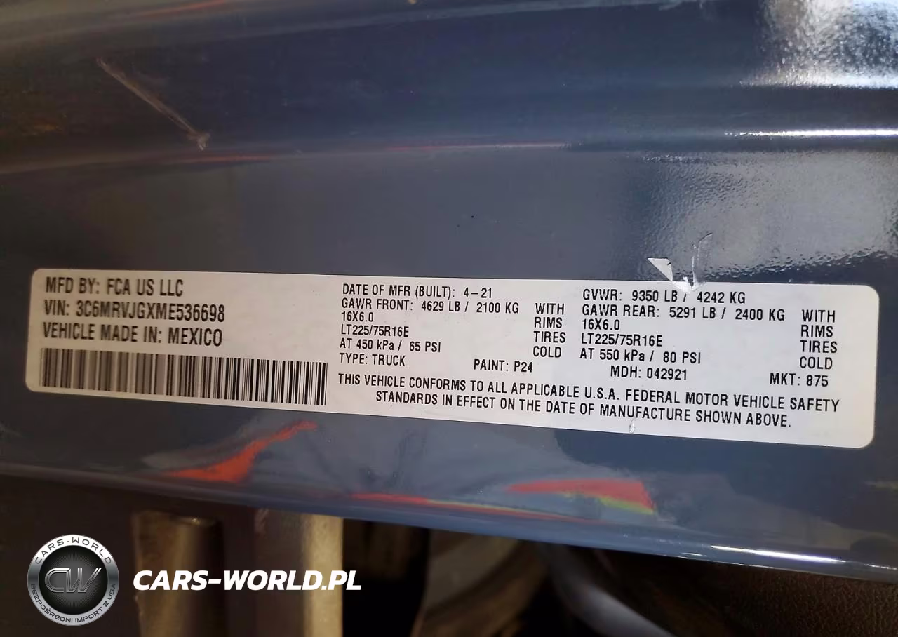 2021 Ram Promaster 3500 Delivery Van VIN:3C6MRVJGXME536698 - 13