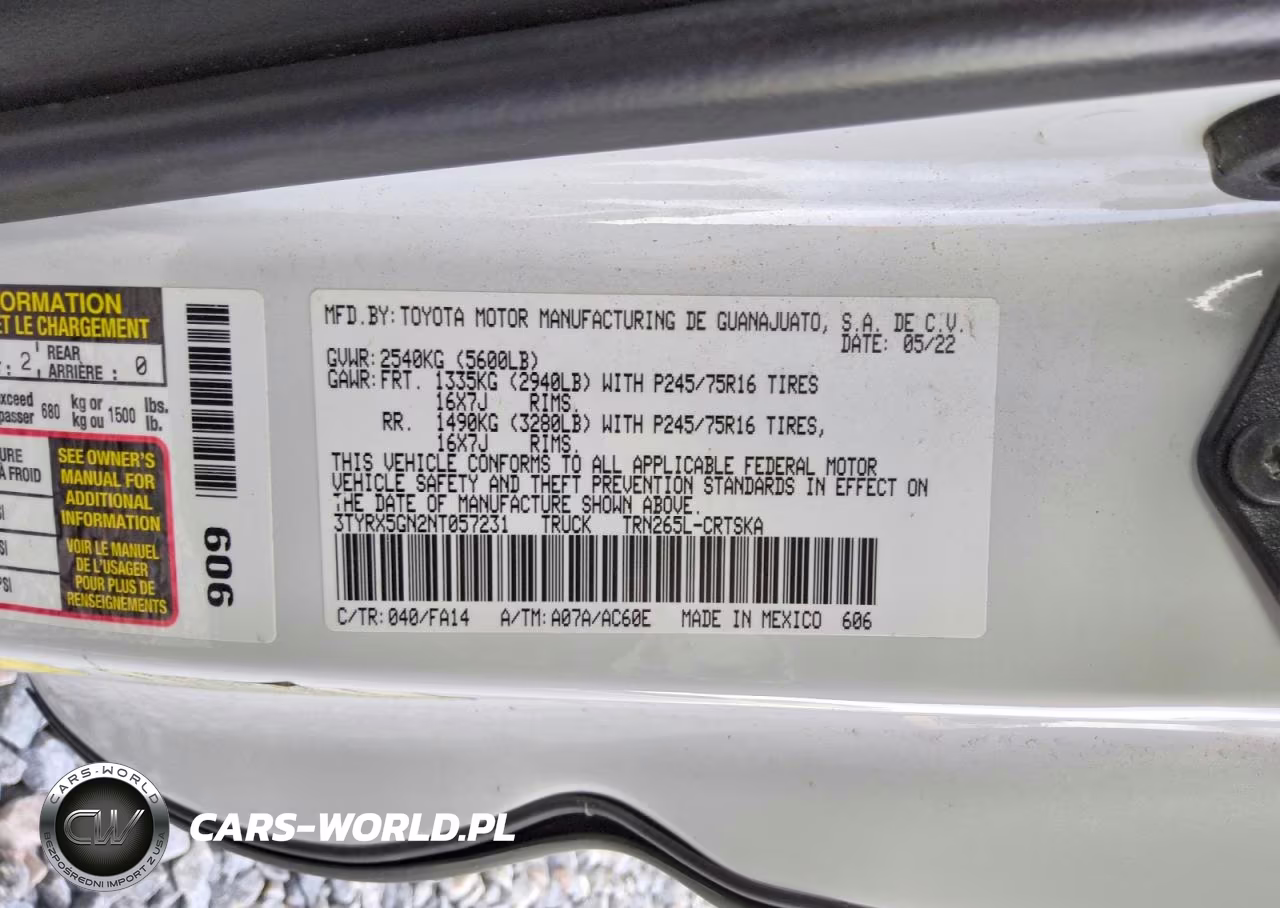 2022 Toyota Tacoma Sr VIN:3TYRX5GN2NT057231 - 12