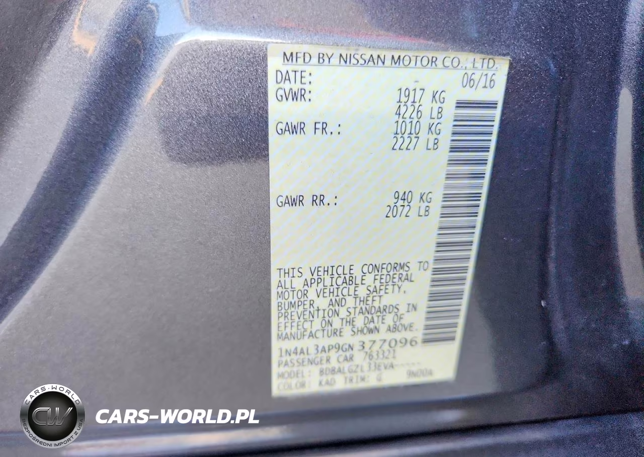 2016 Nissan Altima 2.5 S VIN:1N4AL3AP9GN377096 - 12