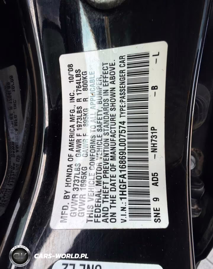 2009 Honda Civic Ex VIN:1HGFA16869L007574 - 10