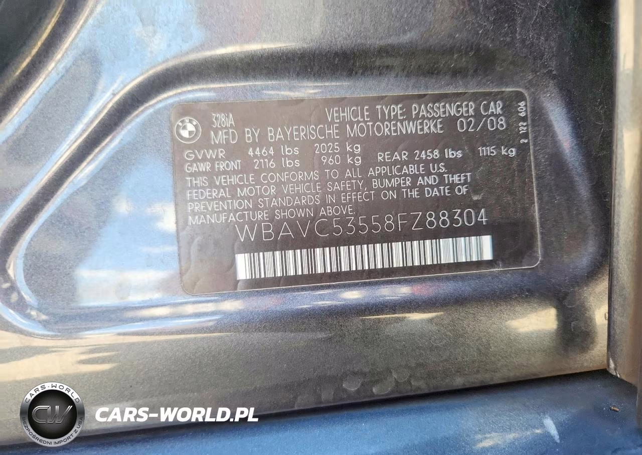 2008 BMW 328 I Sulev VIN:WBAVC53558FZ88304 - 12