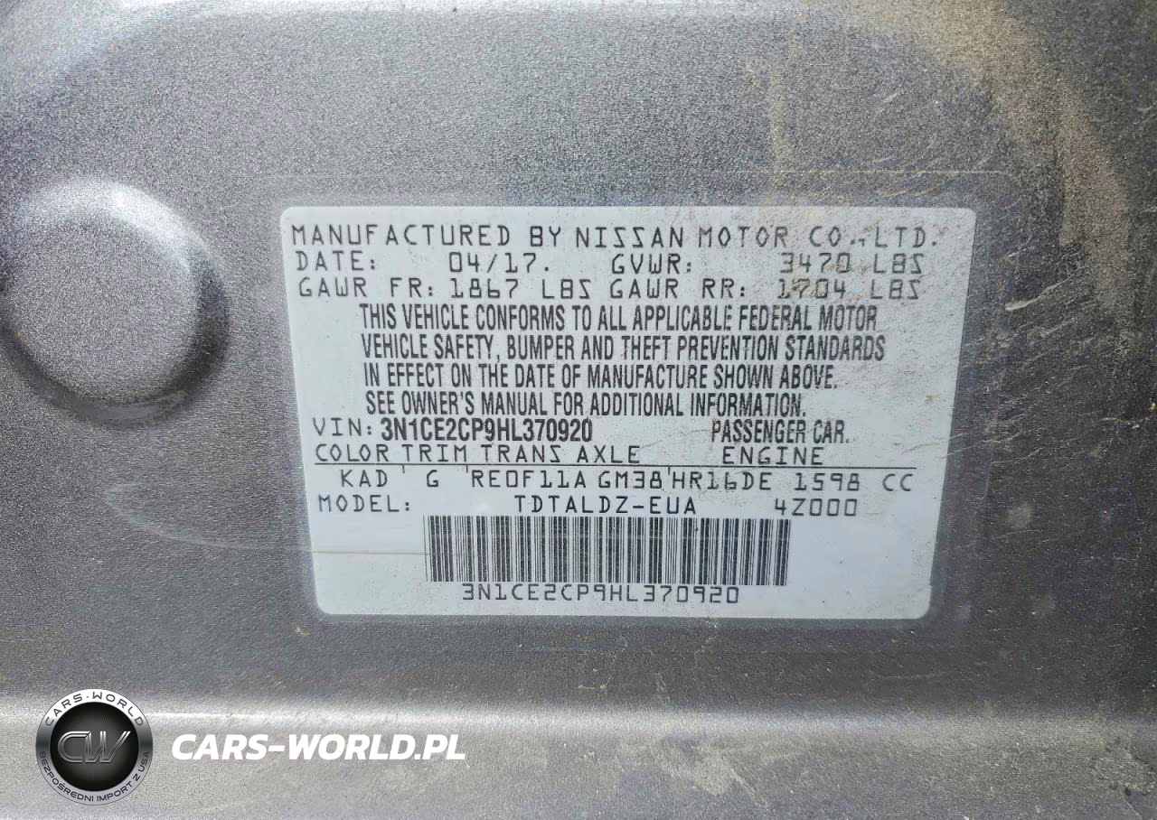 2017 Nissan Versa Note Sv VIN:3N1CE2CP9HL370920 - 12
