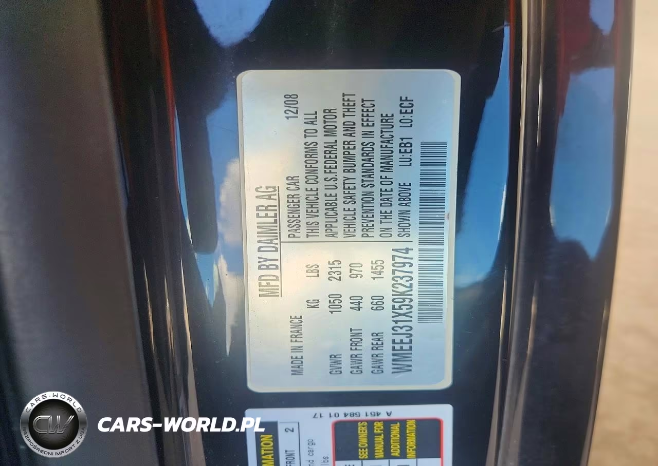2009 Smart Fortwo Pure VIN:WMEEJ31X59K237974 - 12
