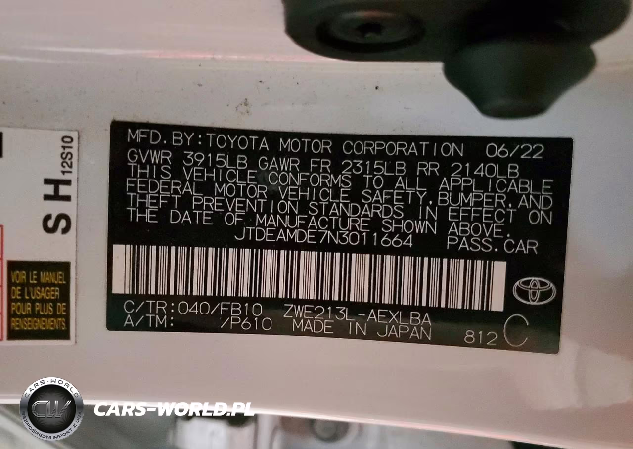 2022 Toyota Corolla Le VIN:JTDEAMDE7N3011664 - 12