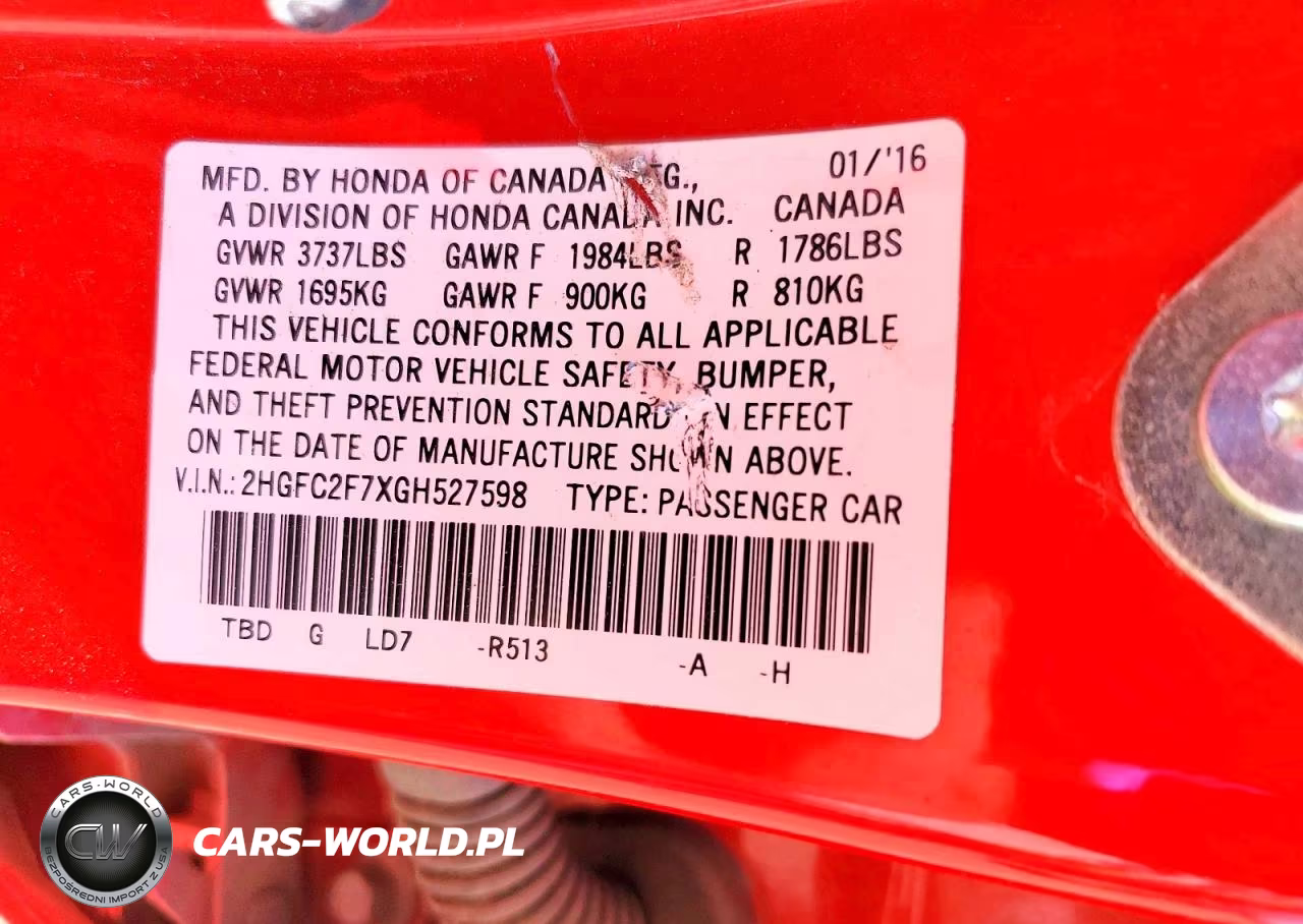 2016 Honda Civic Ex VIN:2HGFC2F7XGH527598 - 12