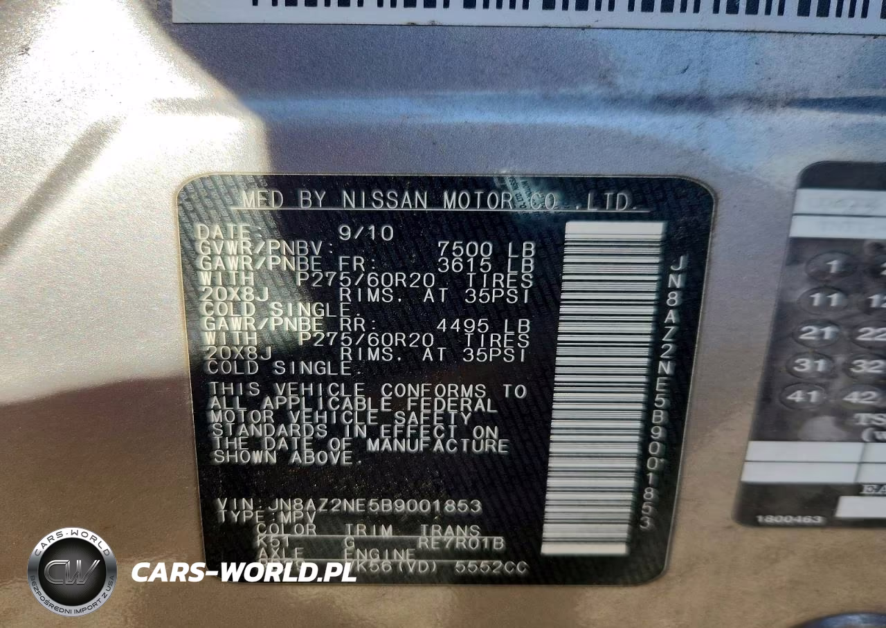 2011 Infiniti Qx56 Base VIN:JN8AZ2NE5B9001853 - 13