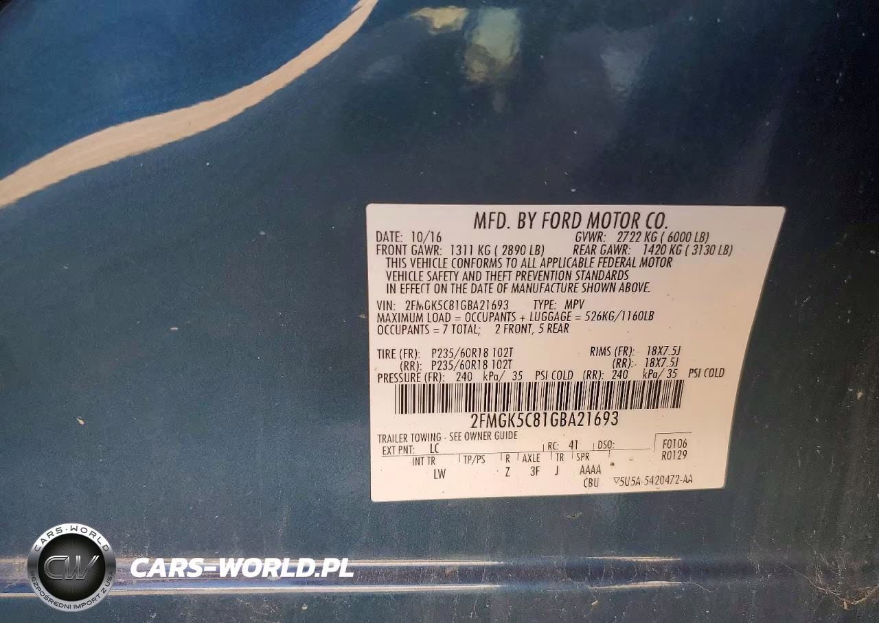 2016 Ford Flex Sel VIN:2FMGK5C81GBA21693 - 13