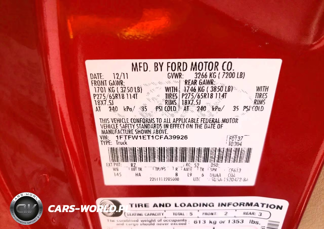 2012 Ford F-150 Lariat VIN:1FTFW1ET1CFA39926 - 12