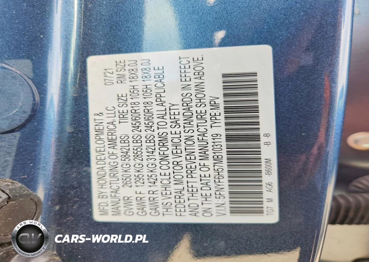2021 Honda Pilot Exl VIN:5FNYF6H57MB103119 - 13