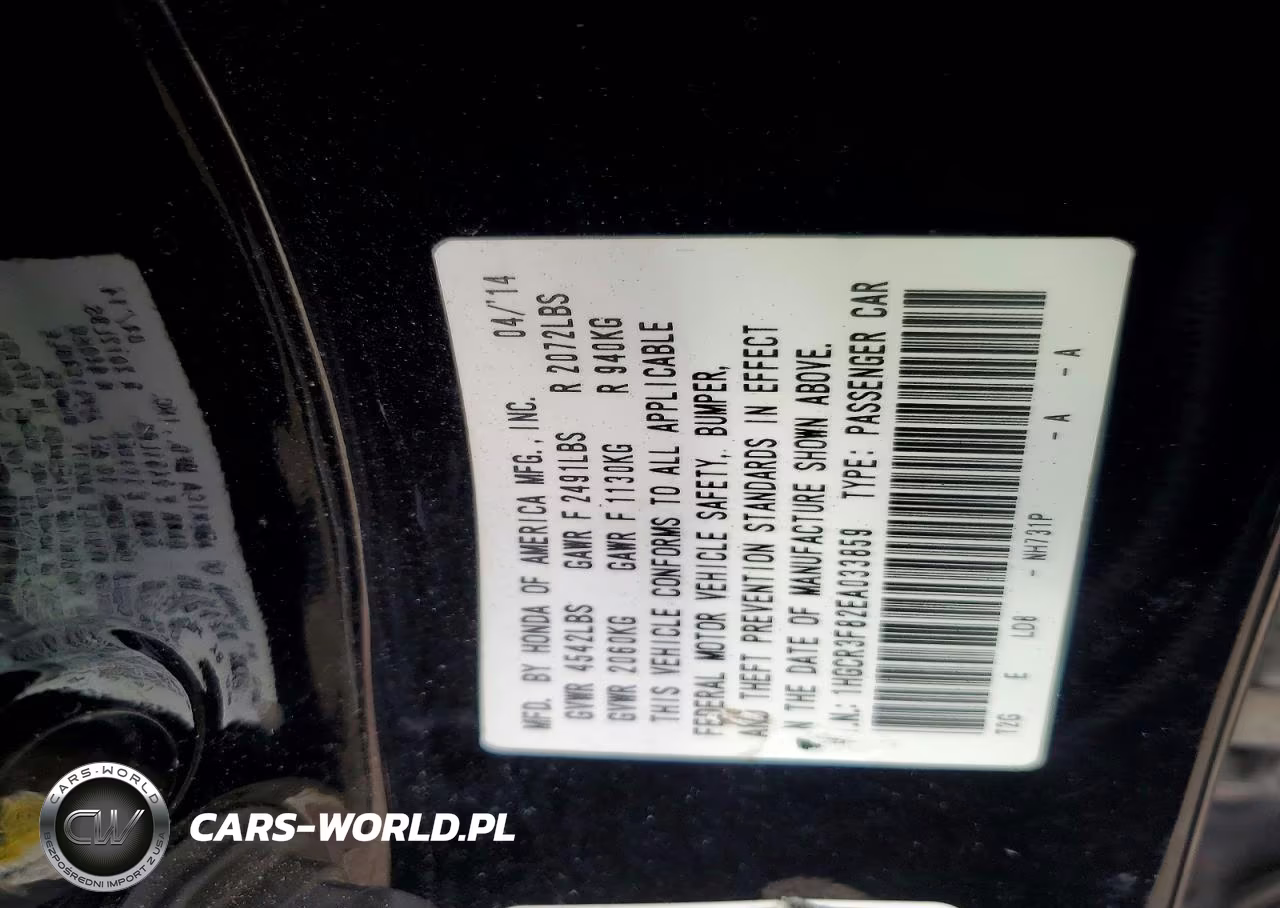 2014 Honda Accord Exl VIN:1HGCR3F82EA033859 - 12