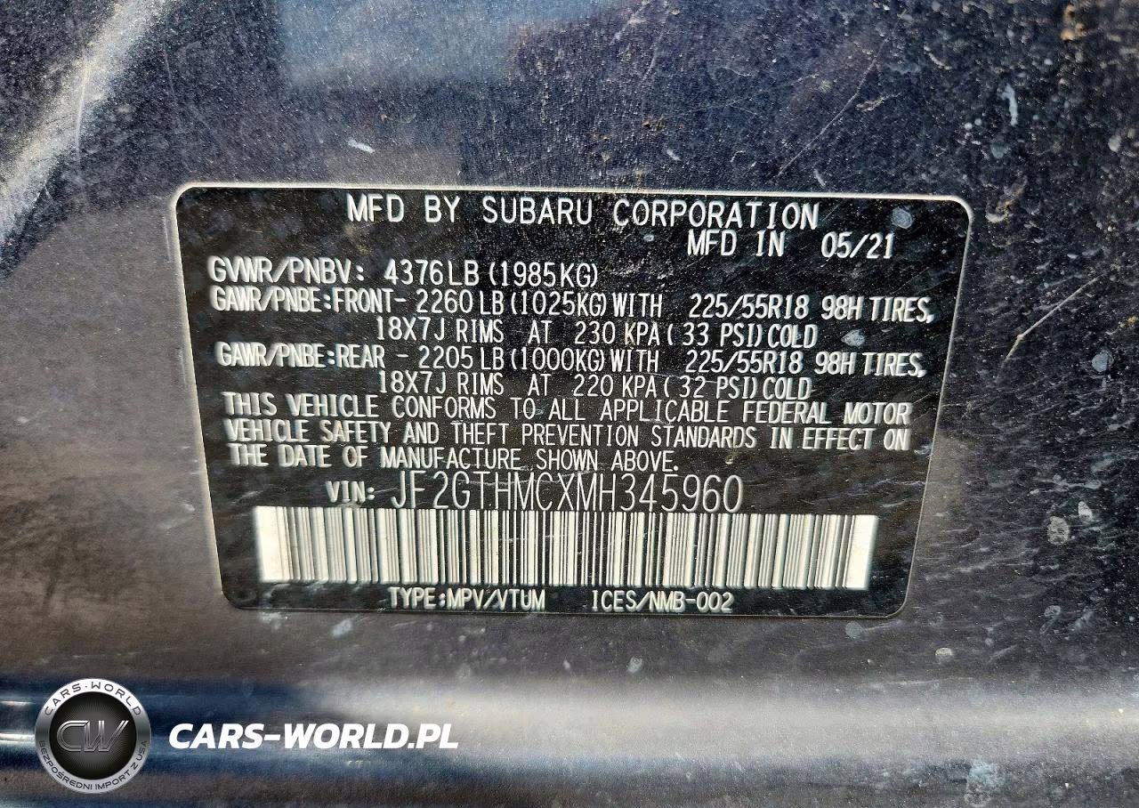 2021 Subaru Crosstrek Limited VIN:JF2GTHMCXMH345960 - 13