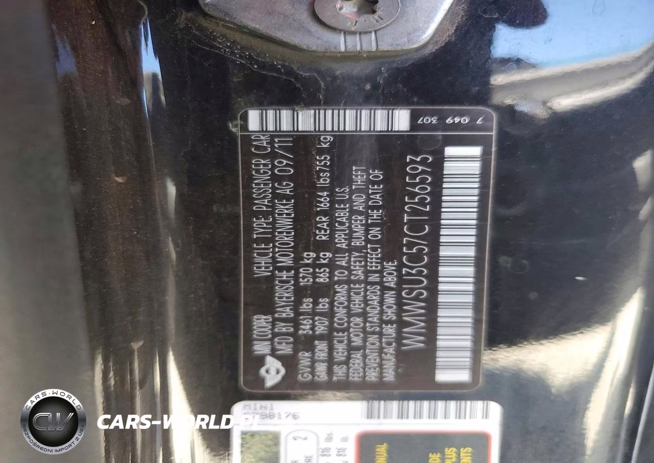 2012 Mini Cooper VIN:WMWSU3C57CT256593 - 13