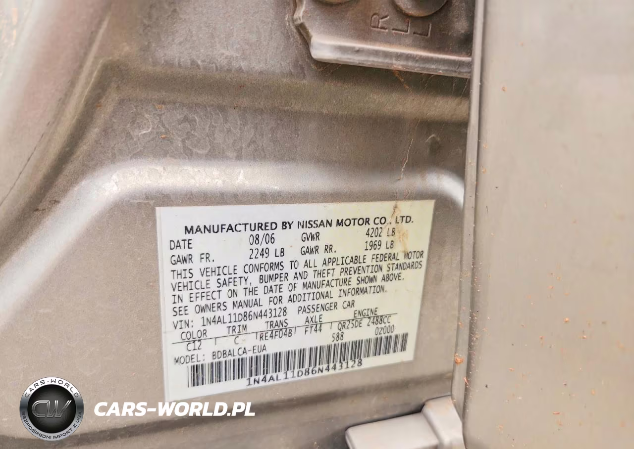 2006 Nissan Altima 2.5 VIN:1N4AL11D86N443128 - 13