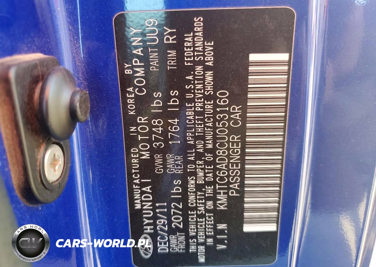 2012 Hyundai Veloster Base VIN:KMHTC6AD8CU053160 - 12