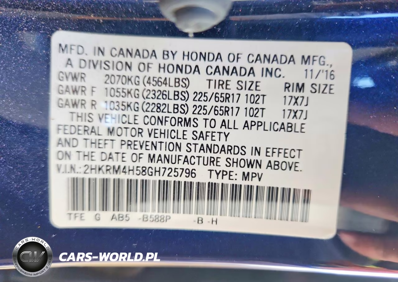 2016 Honda Cr-V Ex VIN:2HKRM4H58GH725796 - 14