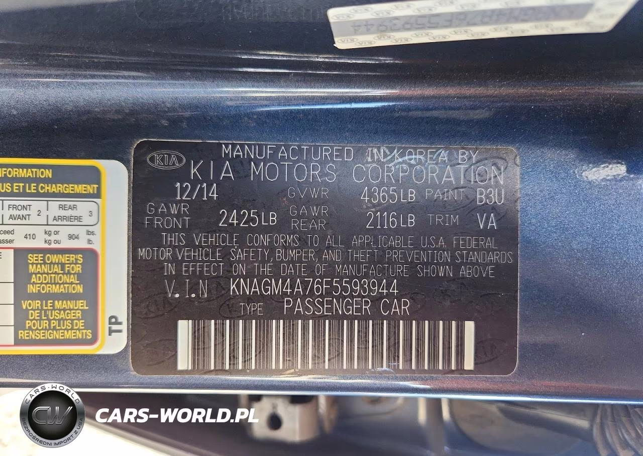 2015 Kia Optima Lx VIN:KNAGM4A76F5593944 - 12