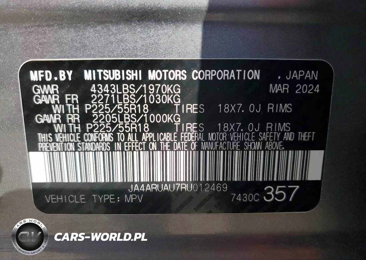 2024 Mitsubishi Outlander Sport S-Se VIN:JA4ARUAU7RU012469 - 12