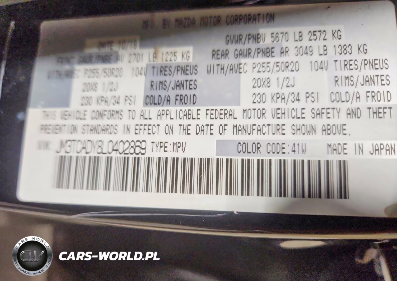 2020 Mazda Cx-9 Grand Touring VIN:JM3TCADY8L0402869 - 13