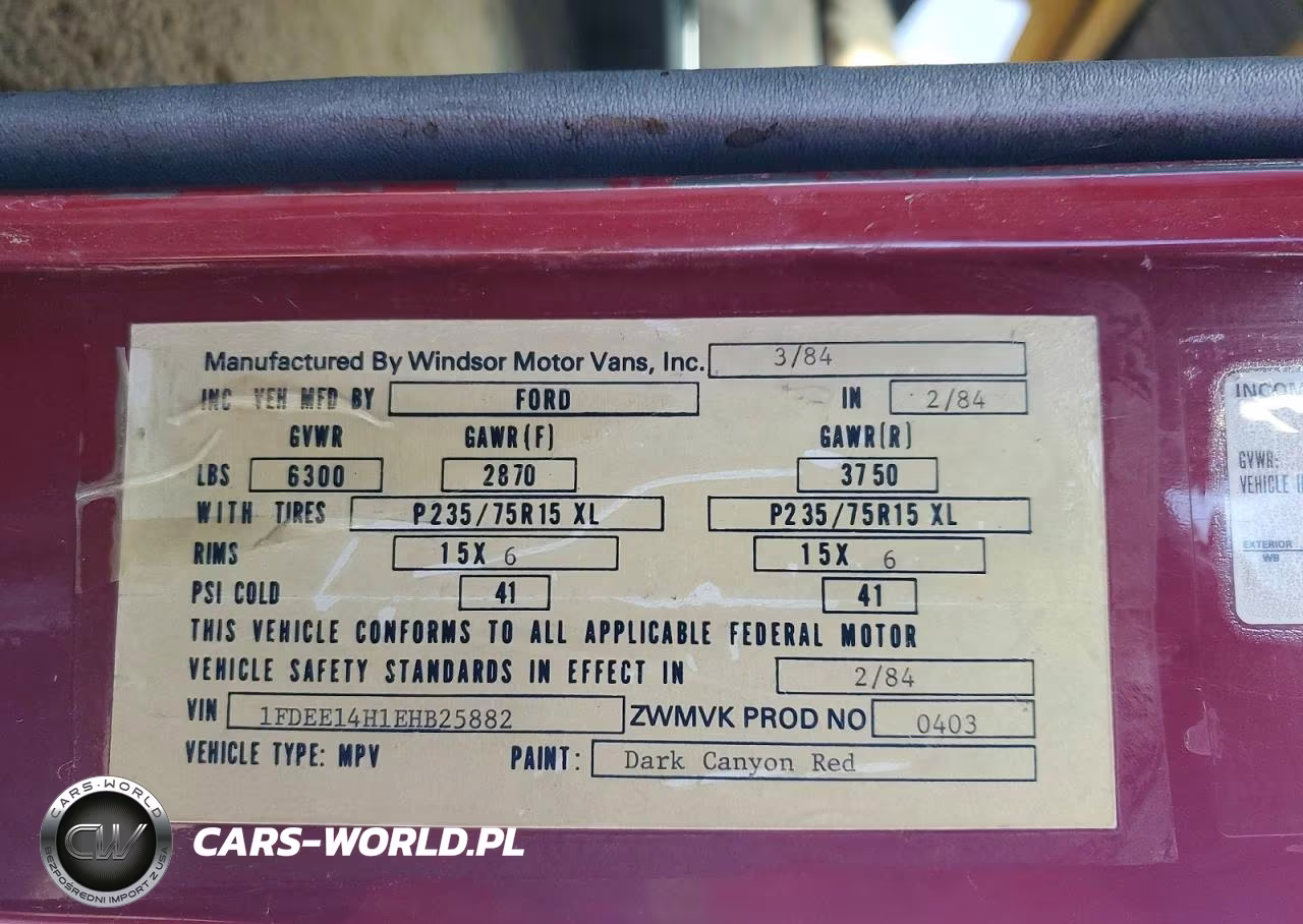 1984 Ford Econoline E150 Van VIN:1FDEE14H1EHB25882 - 13