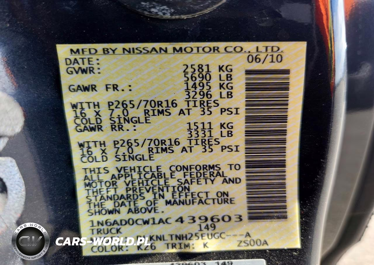 2010 Nissan Frontier VIN:1N6AD0CW1AC439603 - 12