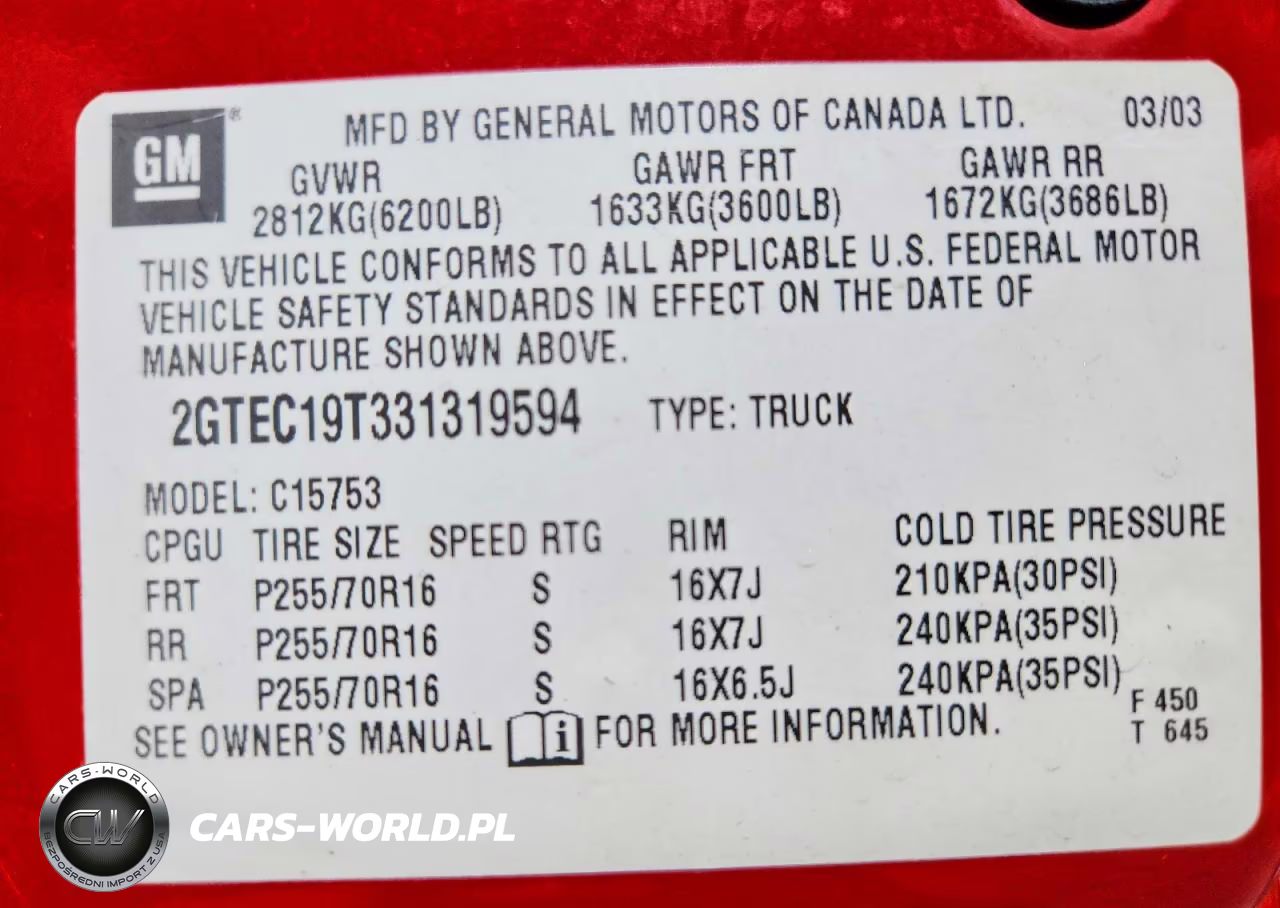 2003 GMC New Sierra C1500 VIN:2GTEC19T331319594 - 13